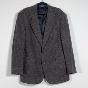 Vtg Pendleton Virgin Wool Blazer Jacket Mens Sz 46 Plaid 2 Button Single Vent